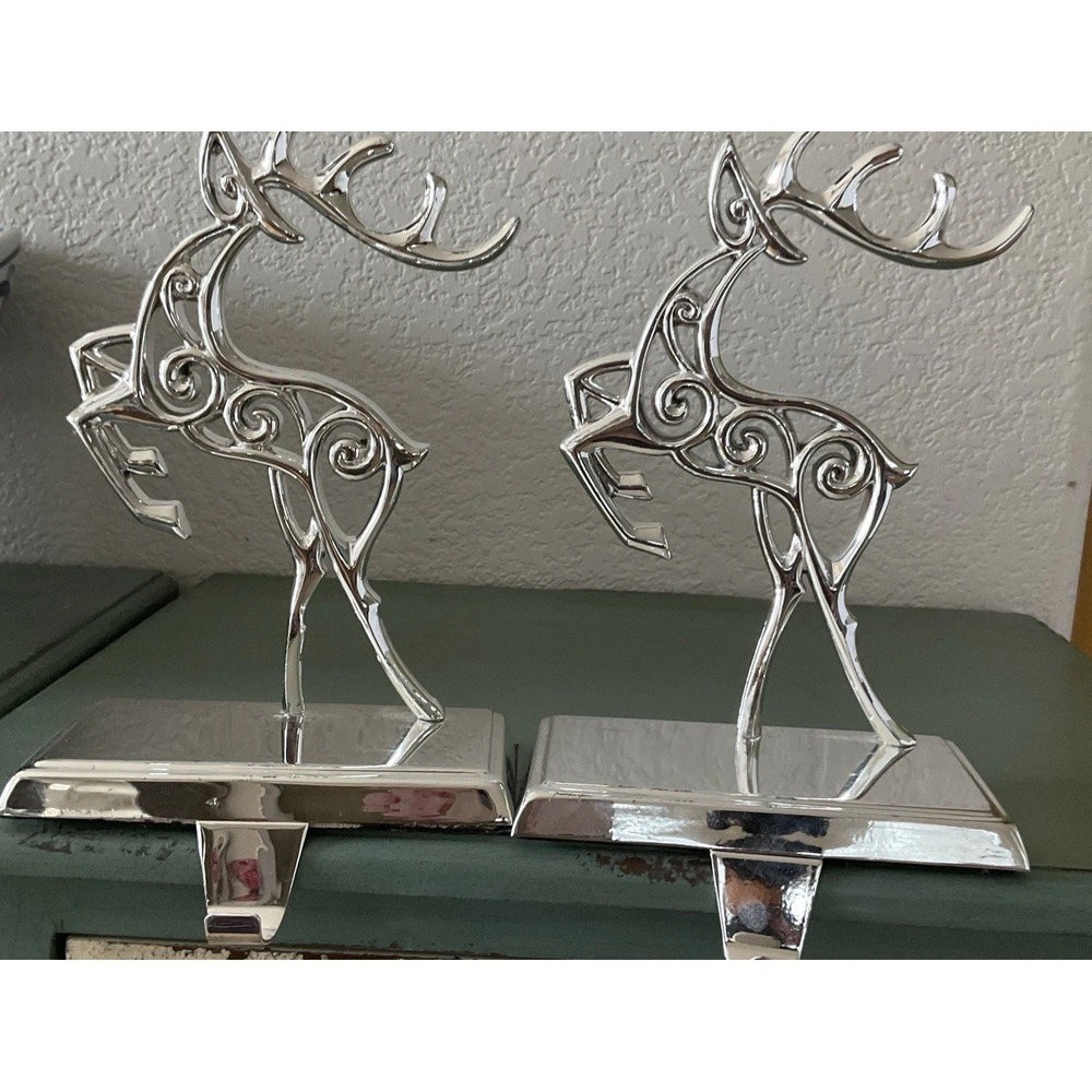 Holiday Stocking Hangers Reindeer Candy Cane‎ 2 Pack
